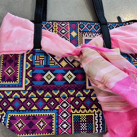 Kultura Tropika Batik Filipino zipper handbag purse tote bad accessory scarf NEW - Picture 3 of 8